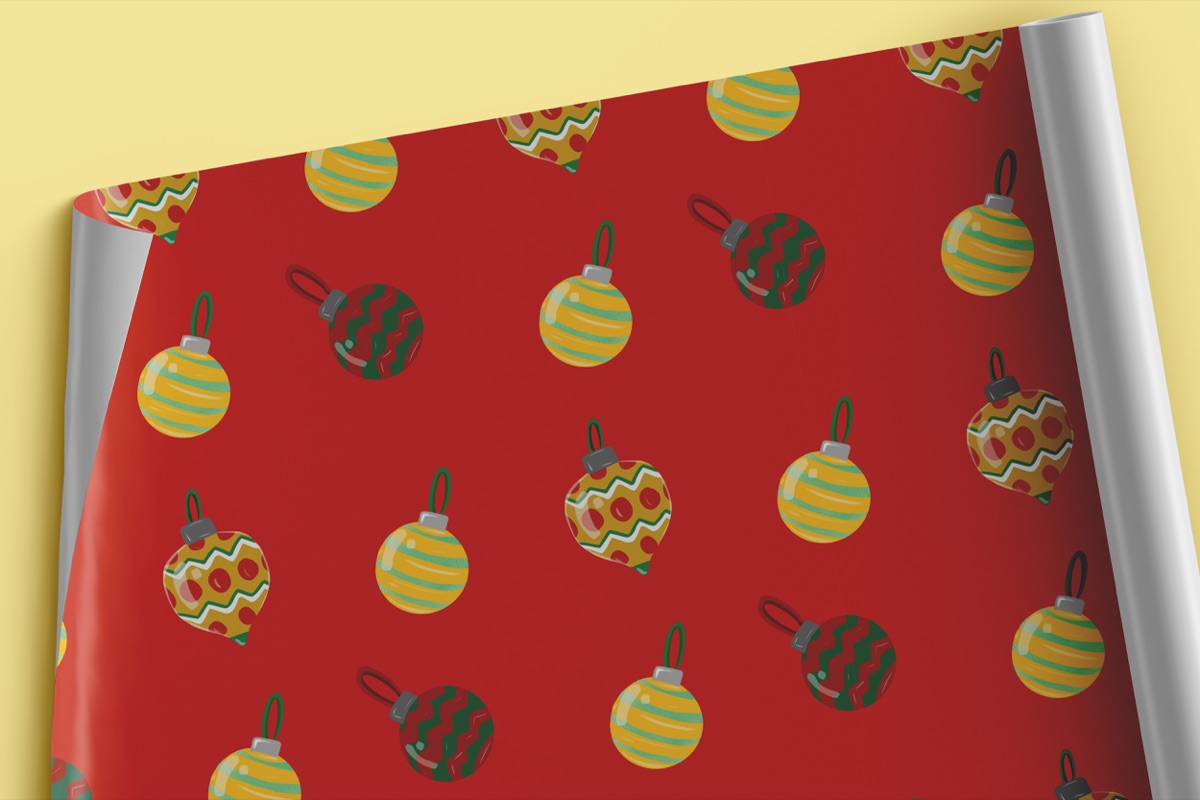 Rolls of wrapping paper with the holiday patterns