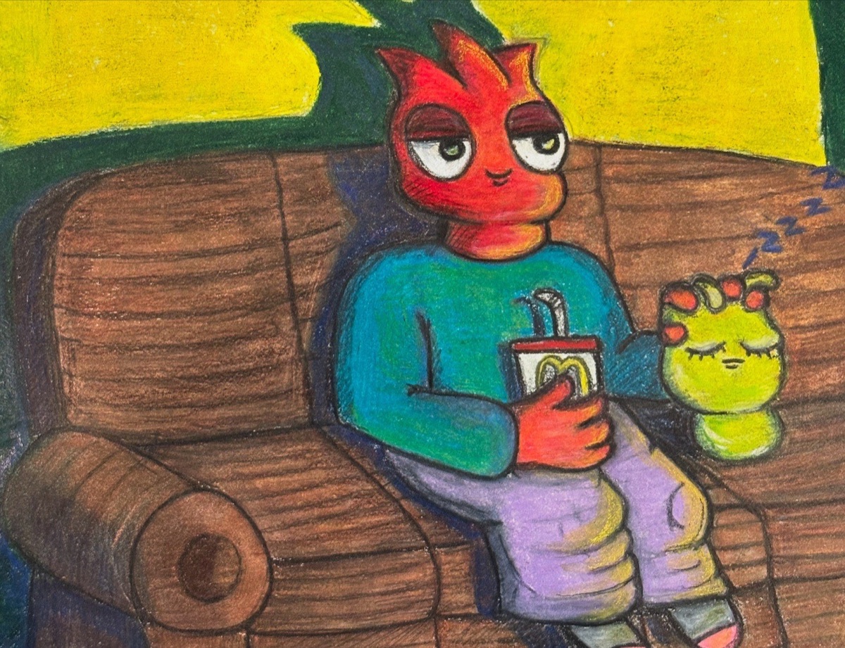 Detail of the colored pencil illustration